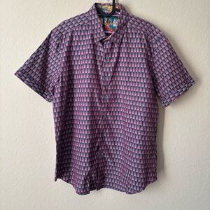 Robert Graham | Men's Patterned 100% Cotton Button Down Shirt Classic Fit Size L